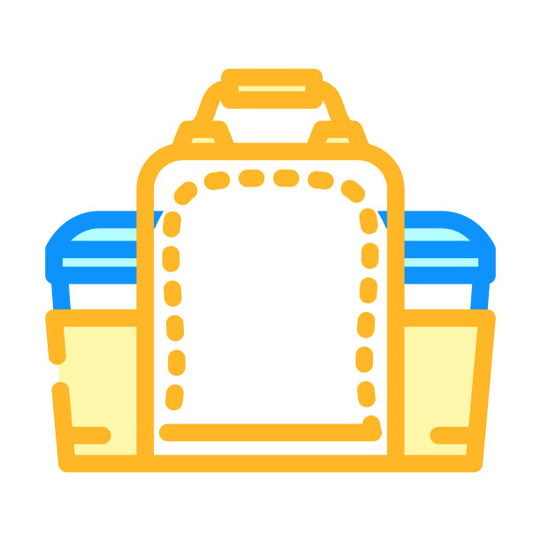 午餐盒袋健康的颜色图标矢量插图图片下载