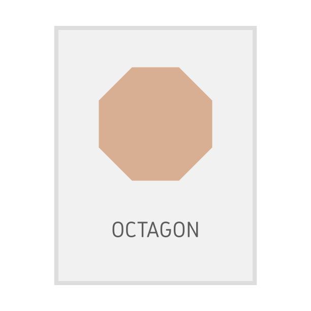 八边形几何形状的卡片元素符号，用于学前教育儿童数学学习图片下载