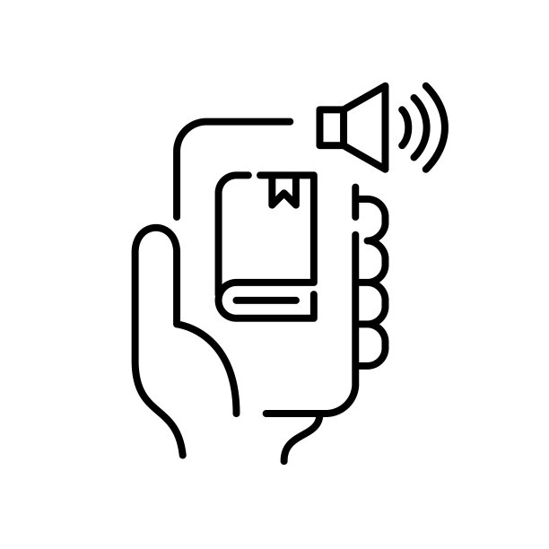 有有声书的电子图书馆。通过智能手机上的应用程序收听。像素完美，可编辑的笔触图片下载