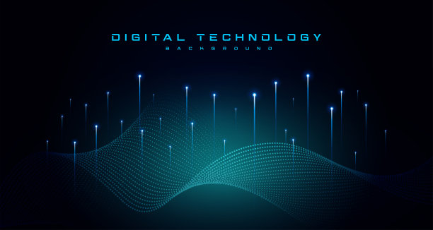 数字科技横幅绿蓝背景概念配科技光效，抽象科技，创新未来数据，互联网网络，Ai大数据，线点连接，插画矢量图片下载