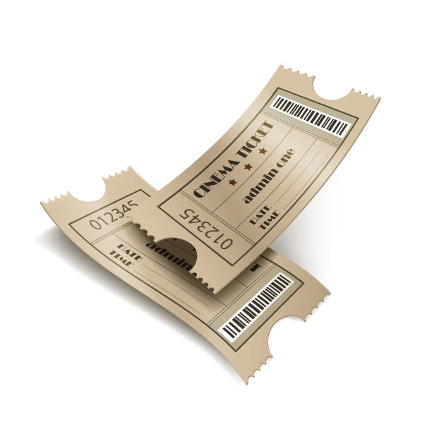现实的矢量图标。电影票。孤立在白色背景上。图片下载