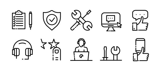 服务。线路图标，黑色，服务服务。矢量图标图片下载