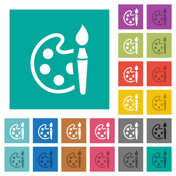 油漆套件交替的方形平面多色图标图片下载