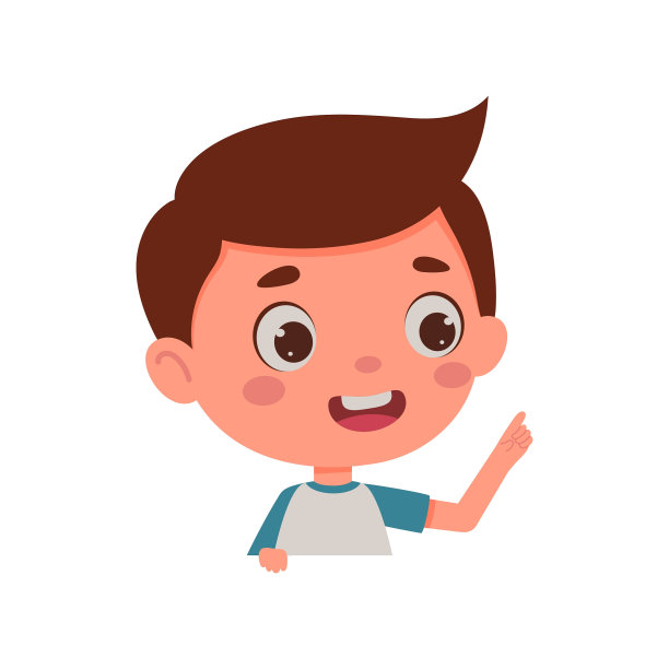 可爱的小男孩，有好主意。模板儿童设计。卡通学生角色的面部表情。矢量图图片下载