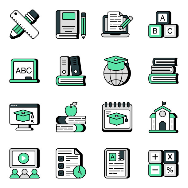 教育平面图标集图片下载