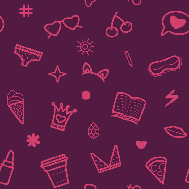 时尚娃娃核心无缝图案图片下载