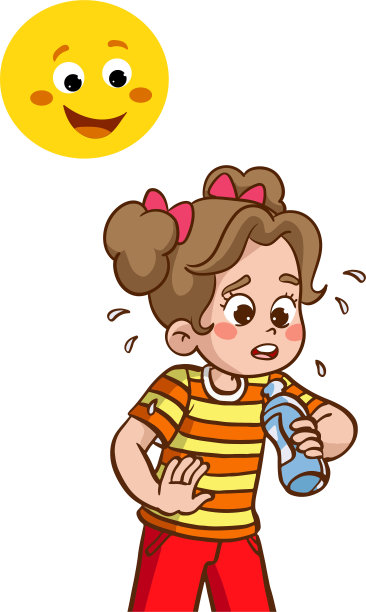 非常口渴的女孩矢量插图图片下载