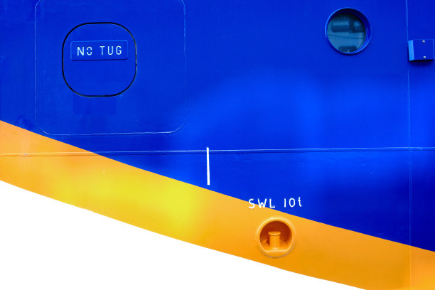 航海船侧视图，橙色，蓝色，白色，抽象图片下载