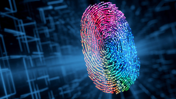 数字人身份概念与触摸屏指纹安全生物识别图片下载