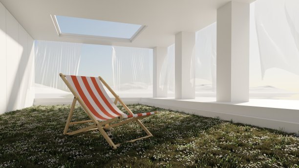 现代的房子在湖边，喜怒无常的山背景，3d渲染，3d插图图片下载