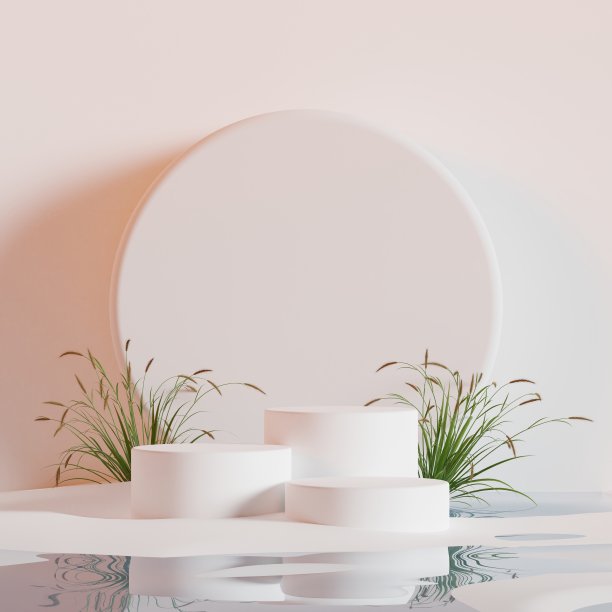 领奖台场景或3D圆形支柱站场景和赢家基座在工作室最小的背景图片下载