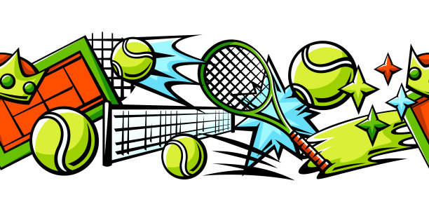 图案与网球项目。体育俱乐部插图。图片下载