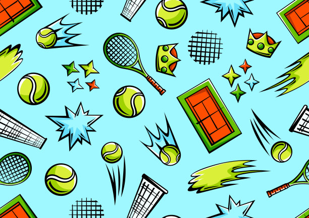 图案与网球项目。体育俱乐部插图。图片下载