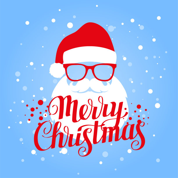 圣诞快乐，贺卡上有圣诞老人和书法图片下载