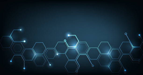 六边形几何深蓝色图案的背景明亮。图片下载