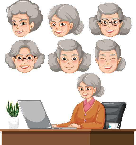 一组不同面部的奶奶图片下载