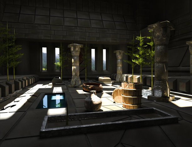 古缅甸石庙内部的废墟。室内设计和室内装饰。图片下载