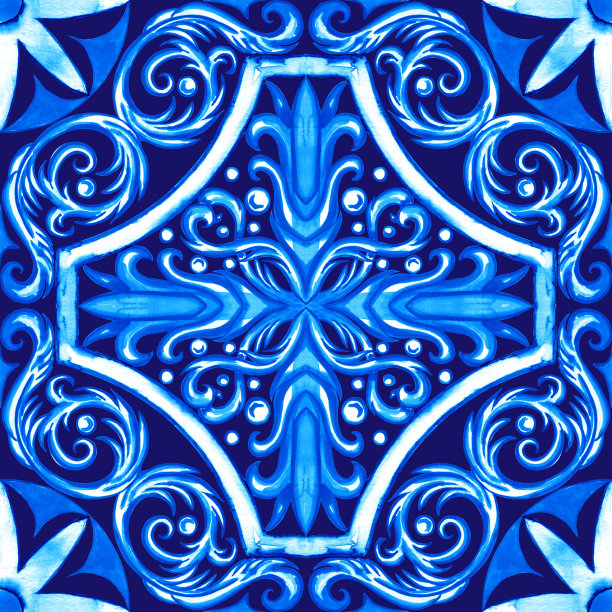 珐琅的模式。西西里手绘的蓝色装饰品。传统的青花瓷砖。葡萄牙传统azulejo图案。摩洛哥风格。图片下载