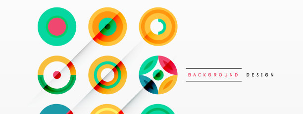 五颜六色的圆圈在一个网格组成抽象图片下载