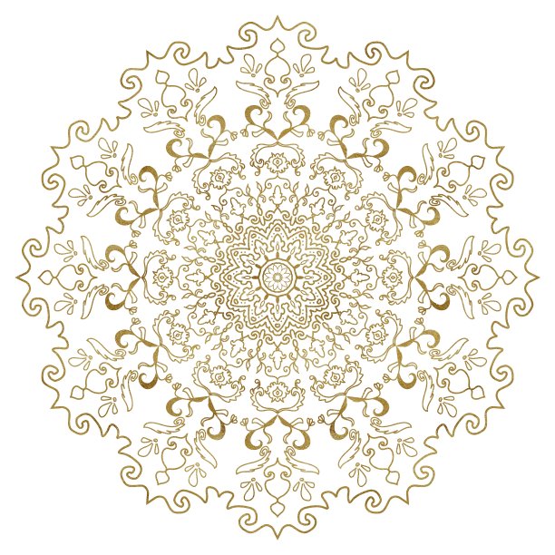 手绘水彩曼荼罗，金色质感。可用于印刷、纺织、其他图案的卷筒纸。漂亮的蕾丝元素。图片下载