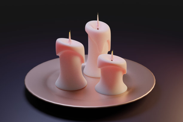 3d渲染现代圆形蜡烛火焰火焰光设置现实的矢量插图与金色闪光板图片下载