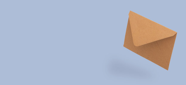 回收工艺纸信封蓝色背景悬浮横幅模型图片下载