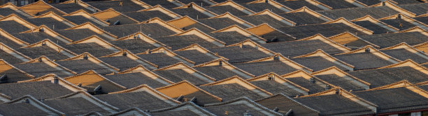 中国传统建筑屋顶的高角度视图图片下载
