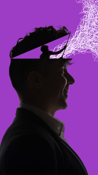 纠结的想法。理解不清、情绪不稳定、压力大的人。当代艺术拼贴。图片下载