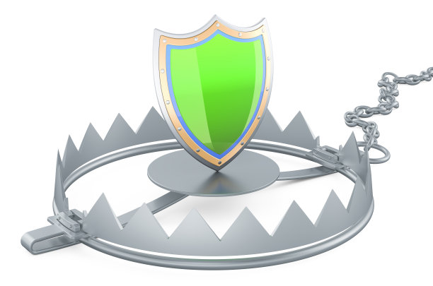 带盾牌的捕熊陷阱，3D渲染图片下载