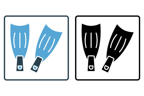 鳍状肢图标。图标与潜水、夏季、游泳有关。固体图标风格的设计。简单的矢量设计可编辑图片下载