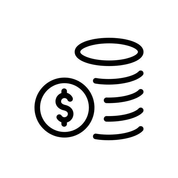 硬币和美元符号轮廓堆叠现金图标图片下载