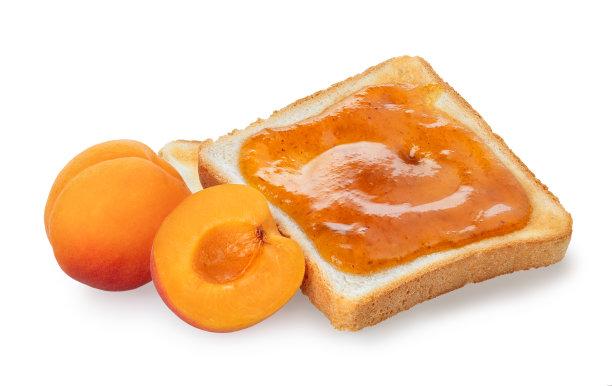 杏果酱面包吐司孤立在白色背景图片下载