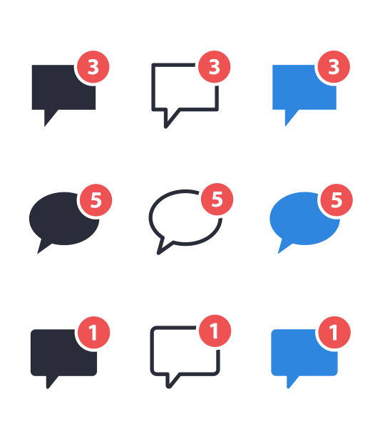 语音气泡平图标集，聊天消息标志图片下载