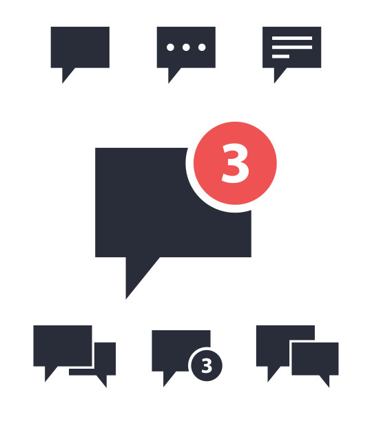 语音气泡平图标集，聊天消息标志图片下载