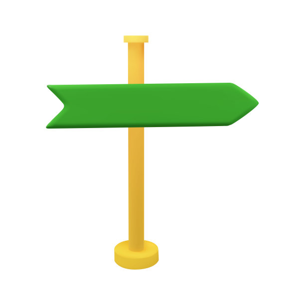 三维绿色箭头方向的道路点。图片下载