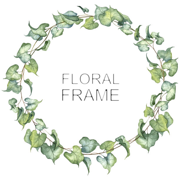 圆形花框架设计与婚礼和贺卡的复制空间图片下载