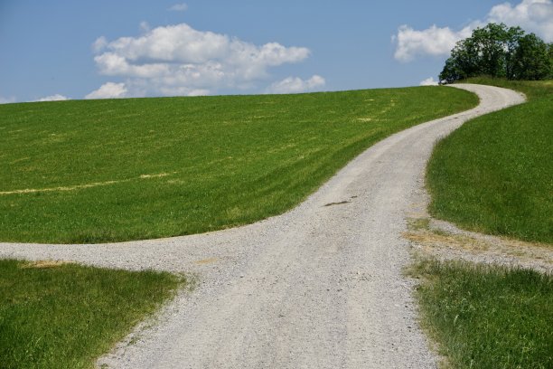 上巴伐利亚州夏季的步道。德国绿色草地之间的小路。夏天在瓦克斯堡散步。巴德托尔兹的郊区。在巴伐利亚的绿色草地上散步。图片下载