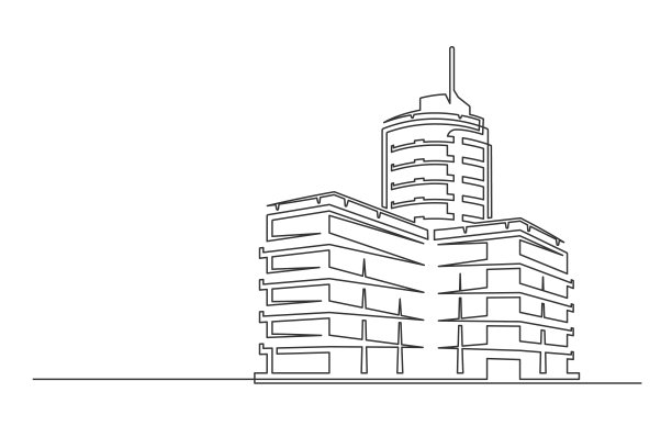 连续单线建筑图片下载