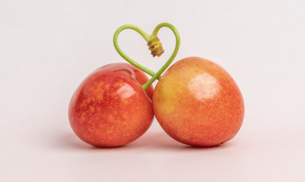 两个带心的樱桃图片下载
