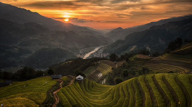 越南Mugang Chai的水稻梯田风景照片图片下载