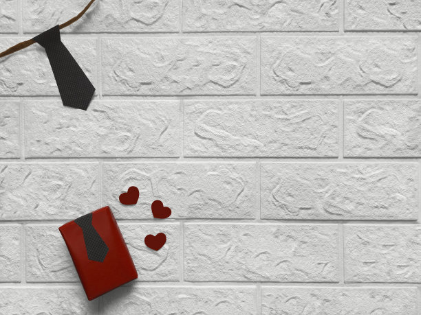 可爱的背景与领带，礼物和五彩纸屑心。父亲的时间。图片下载