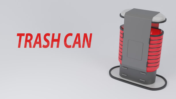 3d渲染垃圾桶垃圾垃圾桶垃圾。垃圾桶筐空桶与白色背景插图图片下载