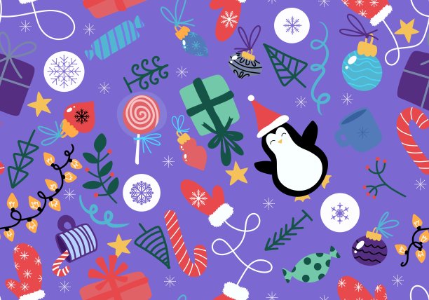冬季圣诞无缝图案包装纸图片下载
