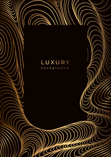 豪华模板，金色波浪线型图案图片下载