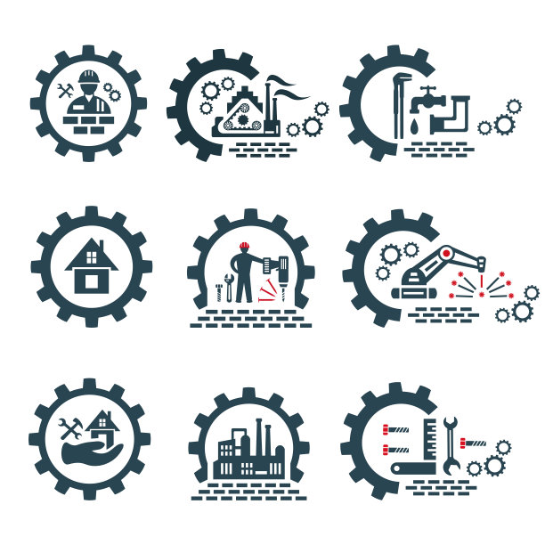 一套矢量标志的工业和建设。图片下载