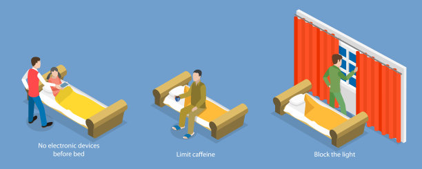 三维等距平面矢量睡眠卫生概念图图片下载