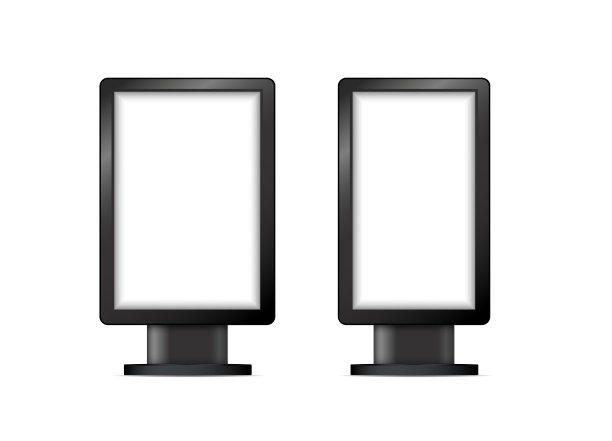 灯箱。办公室内部。逼真的户外广告横幅。街灯箱展示模型。室内模型。向量图片下载