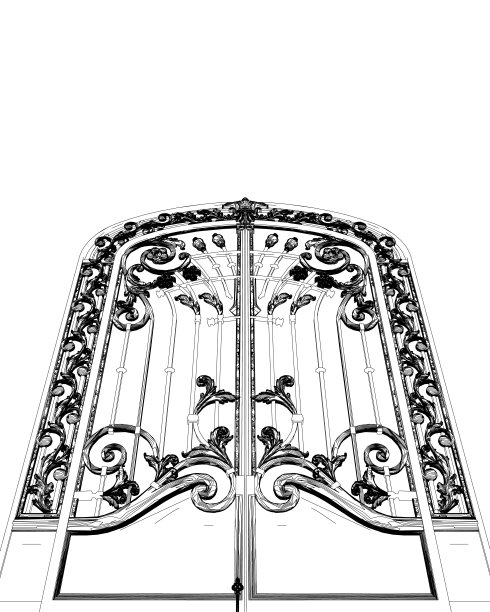 栅栏大门的轮廓孤立的卡通图标。矢量金属入口。矢量插图栅栏门上的白色背景。矢量插图栅栏大门白色背景。装饰建筑元素图片下载