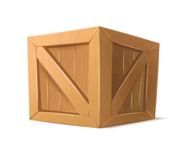 卡通风格的矢量。木制卡通风格的盒子。孤立在白色背景上。图片下载