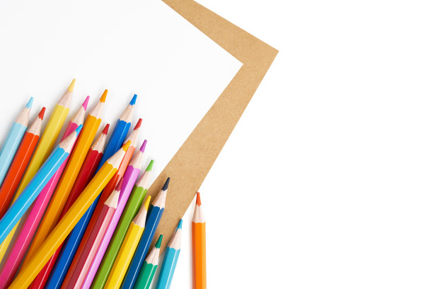 彩色彩虹铅笔白底，返校理念，学校创意理念图片下载